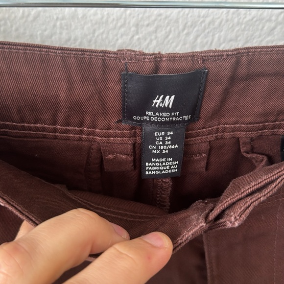 Chocolate brown double pocket cargo pants relaxed fit size 34 - Picture 3 of 6